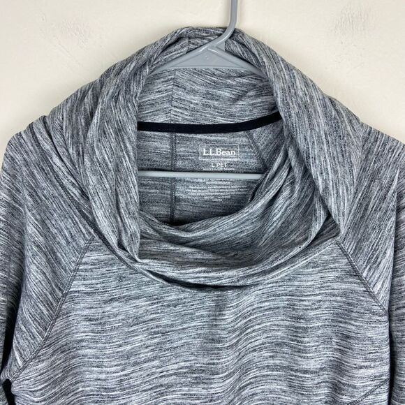 L.L. Bean Cozy Cowl Neck Pullover Sweatshirt - Marled Gray - Picture 7 of 7